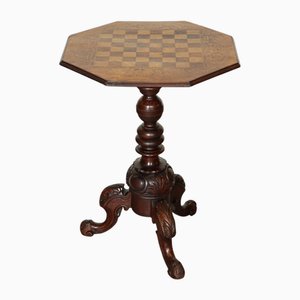 Vintage Italian Chess, Side or Lamp Table with Carved Legs