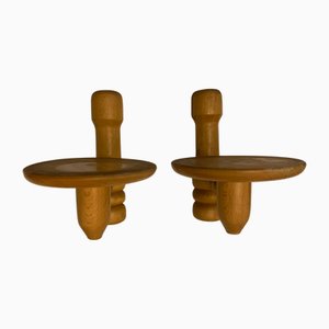 Estantes de pared pequeños de roble, años 60-70. Juego de 2