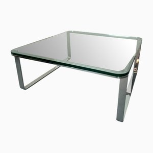 Swiss Space Age Modernist Chrome, Steel and Glass Coffee Table from Strässle, 1970s