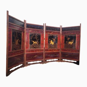 Meiji Screen with Lacquer Panels, Japan, Late 19th Century