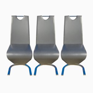Zig Zag Stühle mit Chromgestell, 2000er, 3 . Set