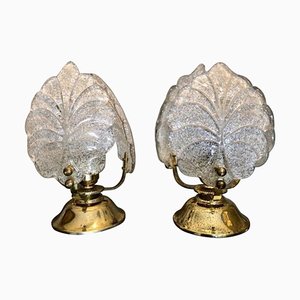 Lámpara de mesa de cristal de Murano con latón de Mazzega, años 60