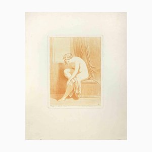 Auguste Péquégnot, Female Nude Sitting in Profile, Etching, 19th Century