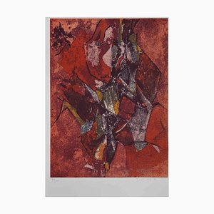 Salvatore Provino, Rote Abstrakte Komposition, Siebdruck, 1991