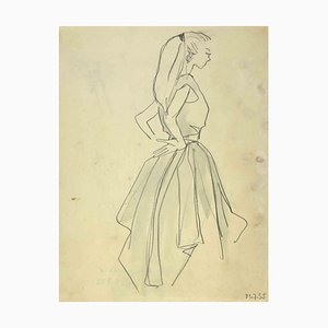 Hubert Yencesse, The Girlish, Dibujo a lápiz, 1955