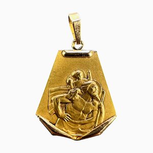 Französischer Saint Christopher Anhänger aus 18 Karat Gelbgold, 1950er