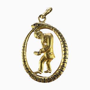 Ouroboros Serpent Charm Anhänger aus 18 Karat Gelbgold & Emaille, 1940er