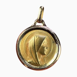 Französischer Ordensanhänger aus 18 Karat Gelbgold mit der Jungfrau Maria, 1950er