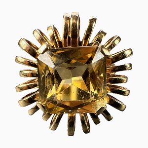 Anillo de cóctel con resorte de oro amarillo de 18 kt con citrino, años 50