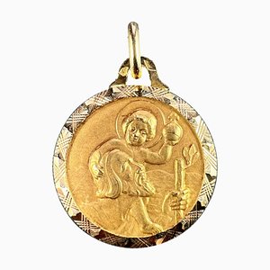French 18 Karat Yellow Gold St. Christopher Charm Pendant by Girard, 1950s