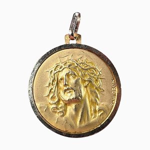 French 18 Karat Yellow Gold Jesus Christ Crown of Thorns Charm Pendant by Sam Grün, 1920s