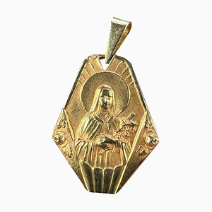 Französischer St. Therese Anhänger aus 18 Karat Gelbgold, 1930er