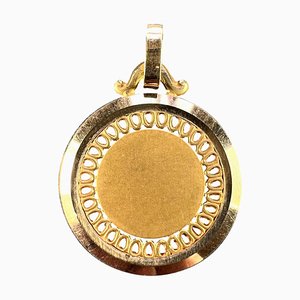 Runder Französischer Medaillen-Anhänger aus 18 Karat Gelbgold, 1950er