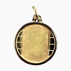 Runder französischer Anhänger aus 18 Karat Gelbgold mit Ziegelsteinen, 1950er