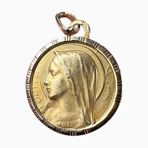 Französischer Marienanhänger aus 18 Karat Gelbgold von Perriat, 1920er