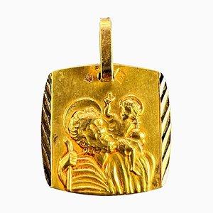 Französischer Saint Christopher Anhänger aus 18 Karat Gelbgold, 1960er