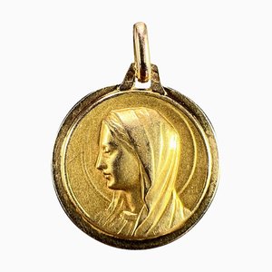 Französischer 18 Karat Gelbgold Anhänger mit der Jungfrau Maria Medaille, 1890er