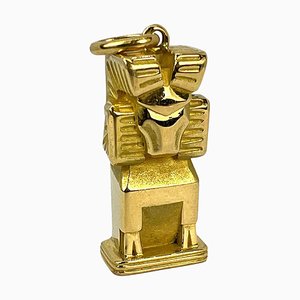 Großer französischer 18 Karat Gelbgold Anhänger mit Sternzeichen Steinbock, 1960er