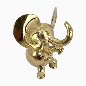 Großer 14 Karat Gelbgold Anhänger mit Elefantenglücksbringer, 1960er
