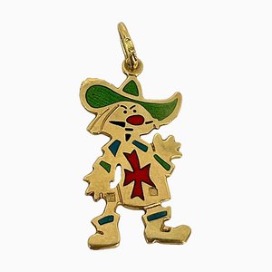 Italian Muskateer Enamel Charm Pendant by UnoAErre, 1980s