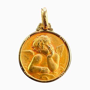 Französischer Raphael's Cherub Charm Anhänger aus 18 Karat Gelbgold, 1940er