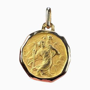 Französischer Saint Christopher Anhänger aus 18 Karat Gelbgold von Sam Grün für Augis, 1930er