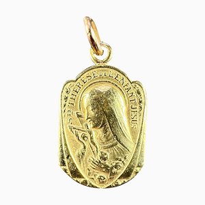 Religiöser französischer Anhänger aus 18 Karat Gelbgold, 1930er