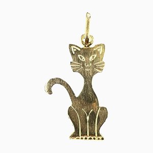 Colgante de gato francés en oro amarillo de 18 kt grabado, años 70