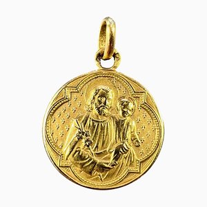 Colgante con medalla francesa de oro amarillo de 18 kt, años 20
