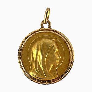 Pendentif Médaille de la Vierge Marie en Or Jaune 18 Carats, Dropsy, France, 1950s