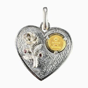More Than Yesterday Heart Love Anhänger aus 18 Karat Gelb- und Weißgold von Augis für UnoAErre, 1970er