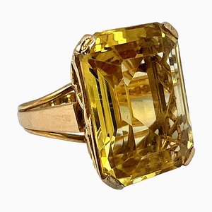 18 Karat Cocktailring mit Citrin, 1940er