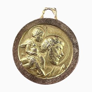 French 18 Karat Yellow Gold St. Christopher Charm Pendant, 1950s