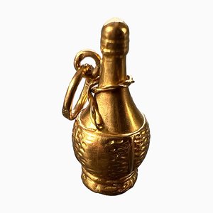 Colgante de botella de vino Chianti italiano de oro amarillo de 18 kt, años 50