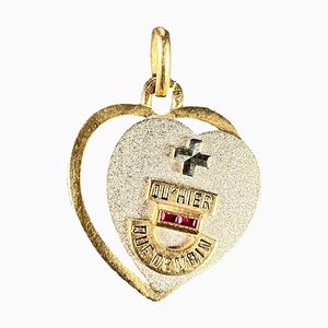Französischer Plus Quhier Heart Rubin 18 Karat Gelbgold Anhänger von Augis, 1960er
