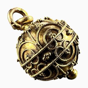 Pendentif Sphère Filigrane en Or Jaune 18k, France, 1890s
