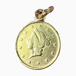 Yellow Gold 1852 California Half Dollar Coin Charm Pendant