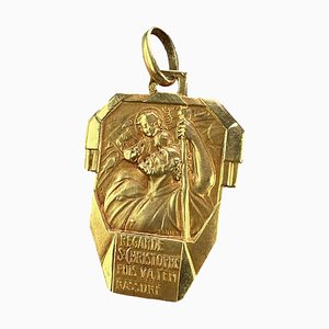 Colgante de dije con el santo San Cristóbal francés vintage en oro amarillo de 18 k, años 30