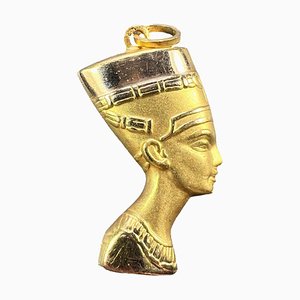 18k Yellow Gold Egyptian Nefertiti Bust Charm Pendant, 1950s