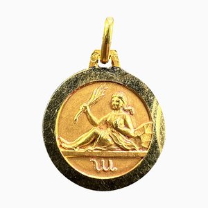 Französischer 18 Karat Gelbgold Anhänger mit Sternzeichen Jungfrau, 1950er