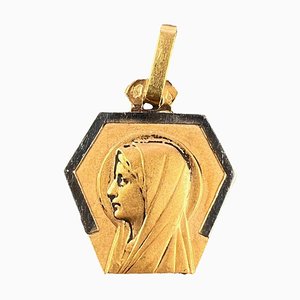 Colgante de Virgen María francesa en oro blanco amarillo de 18 k, años 20