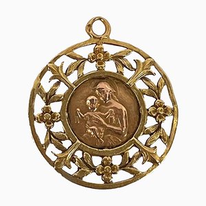 Französische Charm-Anhänger Madonna mit Kind aus 18 Karat Gelbgold von Dropsy, 1890er
