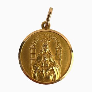 Médaille à Pendentif Madonna and Child of Coromoto Venezuela en Or Jaune 18k, 1980s
