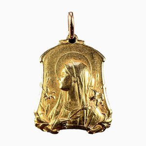 Französischer Lilienanhänger aus 18 Karat Gelbgold, 1930er