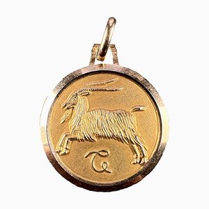 Französischer 18 Karat Gelbgold Anhänger mit Sternzeichen Steinbock, 1970er