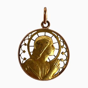 Französischer Charm-Anhänger Jungfrau Maria aus 18 Karat Gelbgold, 1930er