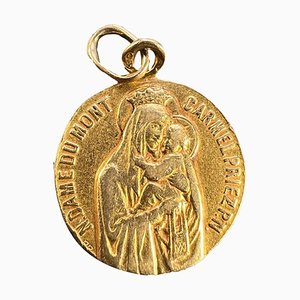 Französischer Notre Dame Du Mont Carmel Charm Anhänger aus 18 Karat Gelbgold, 1890er