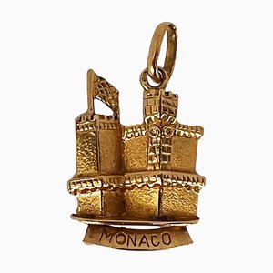 Colgante de encanto francés del castillo de Mónaco en oro amarillo de 18 k, años 70