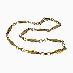 Collar de cadena de reloj francés de oro amarillo de 18 k facetado, década de 1890