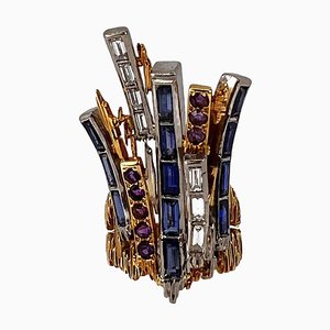 Charles De Temple Saphir Diamant Amethyst 18 Karat Gelb- und Weißgold Pinky Ring, 1965